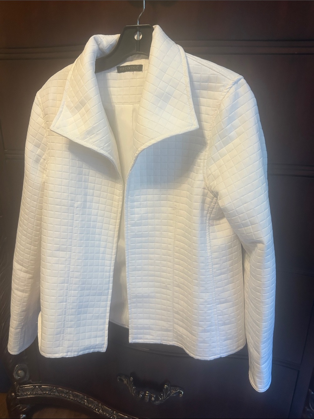 For Cynthia White Quilted Blazer Jacket